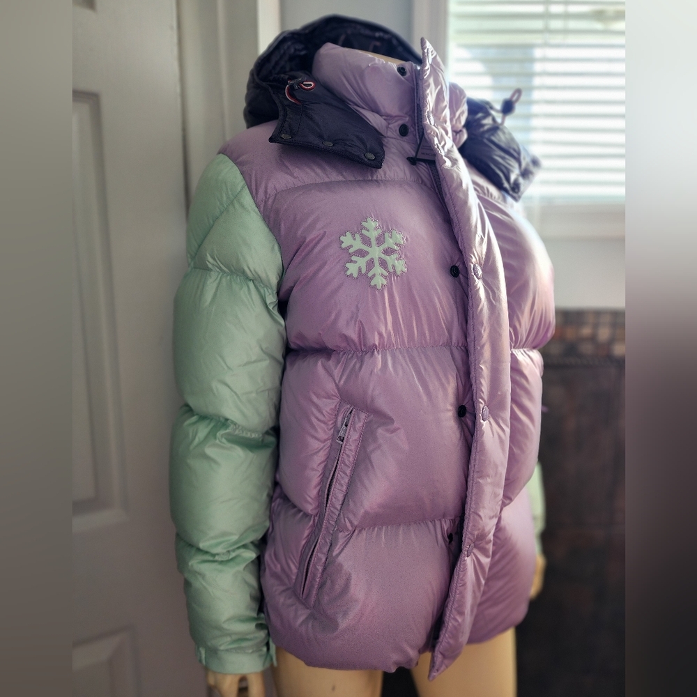 Moncler Lavender & Mint Colorblock Puffer Jacket with Hood - Picture 7 of 16
